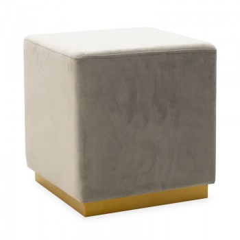 Σκαμπό σαλονιού Pyra pakoworld βελούδο γκρι-χρυσό 39x39x41εκ