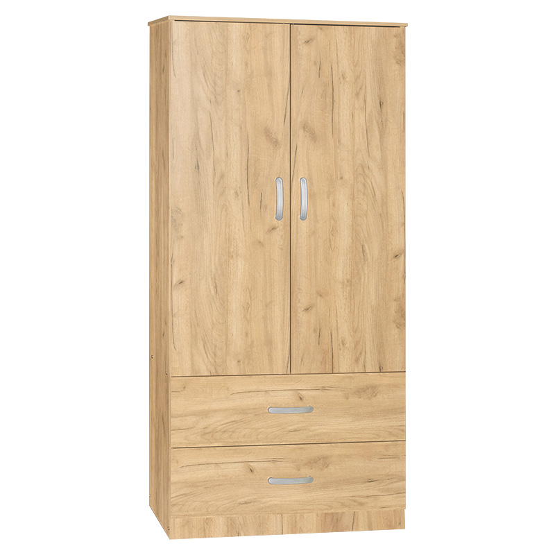 Ντουλάπα δίφυλλη και πατάρι Zelia pakoworld φυσικό 79x42x240εκ.