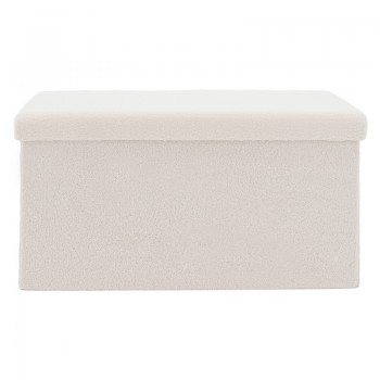 Σκαμπό-μπαούλο Forward pakoworld ύφασμα μπουκλέ ivory 76.5x38x37.5εκ