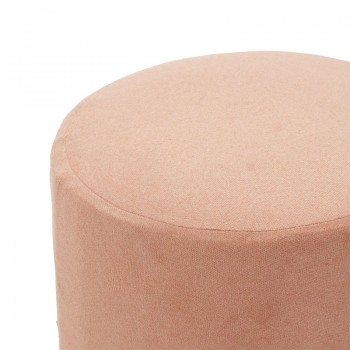 Σκαμπό πουφ Jaime pakoworld ύφασμα ροζ-χρυσό Φ40x40εκ