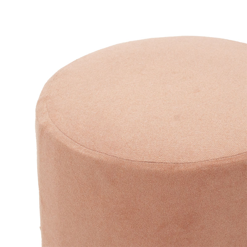 Σκαμπό πουφ Jaime pakoworld ύφασμα ροζ-χρυσό Φ40x40εκ