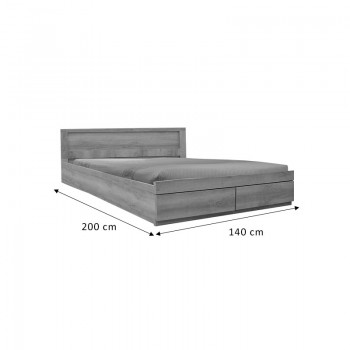 Κρεβάτι ημίδιπλο Olympus pakoworld με συρτάρι castillo-oak 140x200εκ