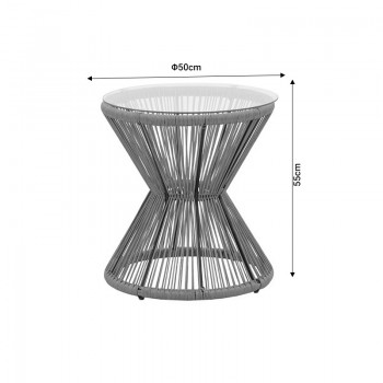 Τραπέζι Mabil pakoworld rattan φυσικό-γυαλί Φ50x55εκ