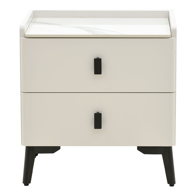 Κομοδίνο Alessio pakoworld mdf λευκό-μαύρο μέταλλο 46x37x47εκ