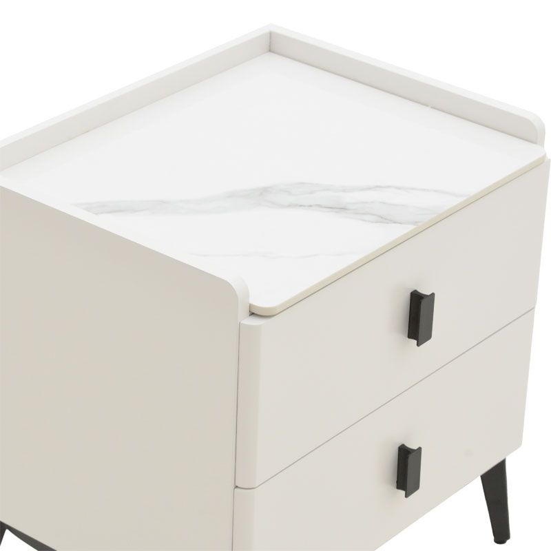 Κομοδίνο Alessio pakoworld mdf λευκό-μαύρο μέταλλο 46x37x47εκ