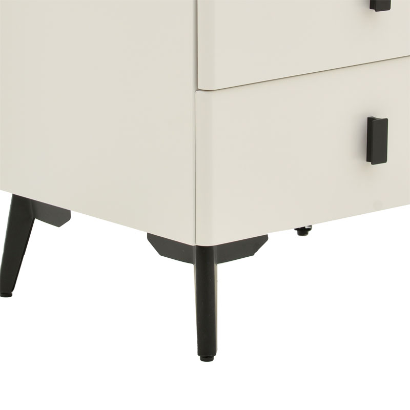 Κομοδίνο Alessio pakoworld mdf λευκό-μαύρο μέταλλο 46x37x47εκ