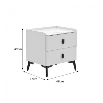 Κομοδίνο Alessio pakoworld mdf λευκό-μαύρο μέταλλο 46x37x47εκ