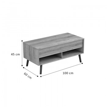 Τραπέζι σαλονιού Skyfi pakoworld με σερβιτόρο φυσικό-ανθρακί 100x60x45εκ