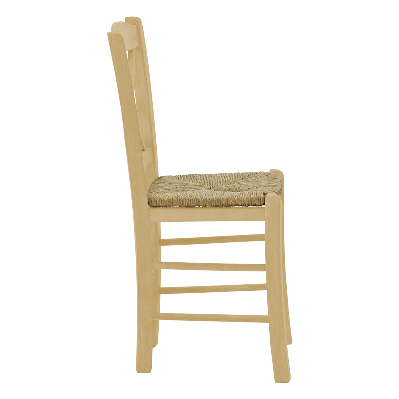 Καρέκλα καφενείου με ψάθα Χιαστή pakoworld άβαφο ξύλο 42x40x89εκ