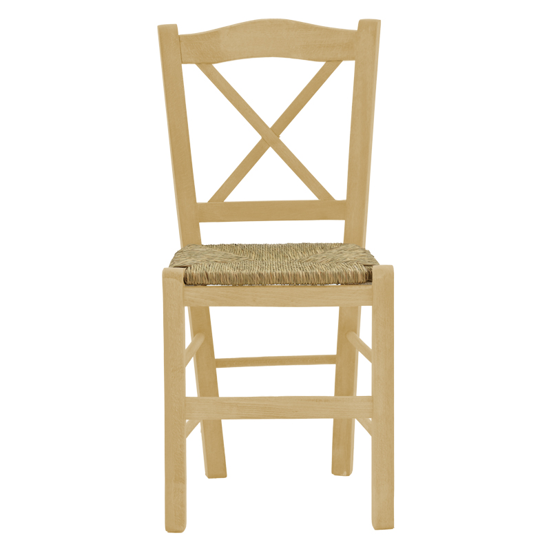 Καρέκλα καφενείου με ψάθα Χιαστή pakoworld άβαφο ξύλο 42x40x89εκ