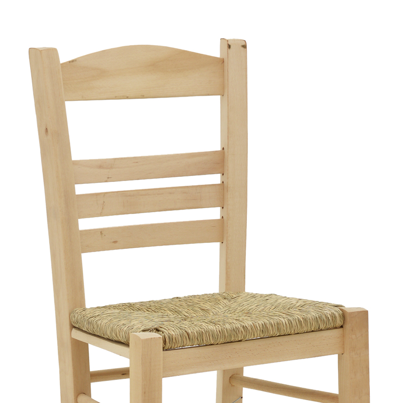 Καρέκλα καφενείου με ψάθα Επιλοχία pakoworld άβαφο ξύλο 42x40x89εκ