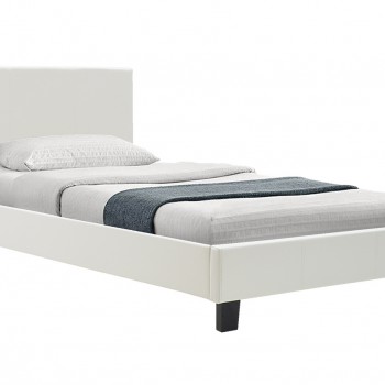 Κρεβάτι Nevil pakoworld 100x200 PU χρώμα λευκό ματ