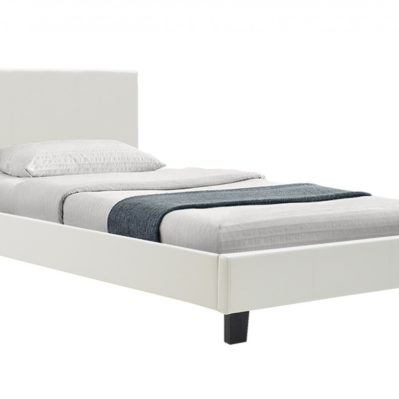 Κρεβάτι Nevil pakoworld 100x200 PU χρώμα λευκό ματ