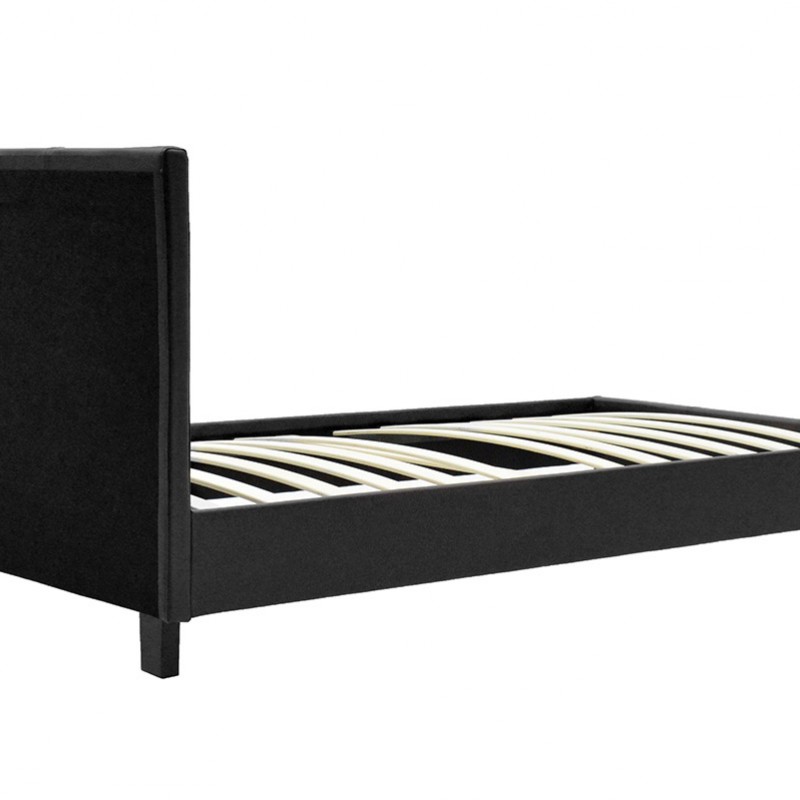 Κρεβάτι Nevil pakoworld 100x200 PU χρώμα μαύρο ματ