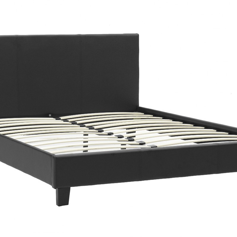 Κρεβάτι Nevil pakoworld 150x200 PU χρώμα μαύρο ματ