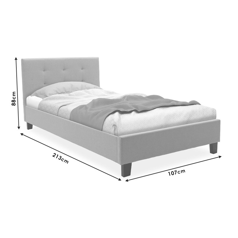 Κρεβάτι Mago pakoworld  ύφασμα ανθρακί 100x200εκ