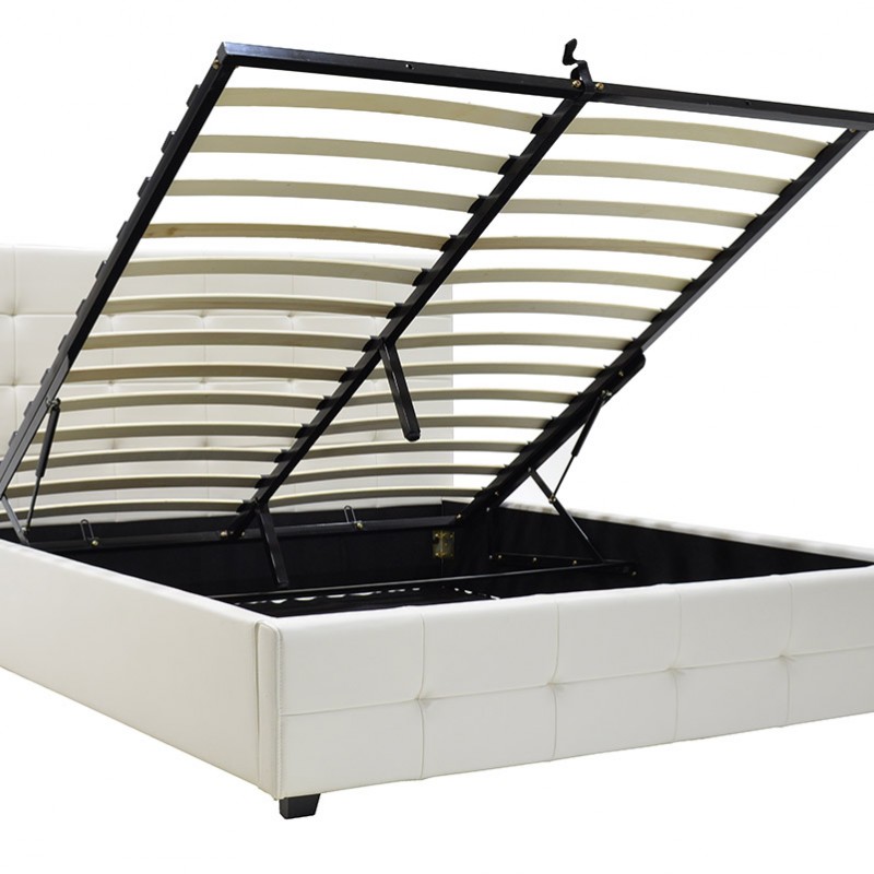 Κρεβάτι Roi pakoworld 160x200 PU λευκό ματ + αποθηκευτικό χώρο