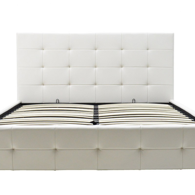 Κρεβάτι Roi pakoworld 160x200 PU λευκό ματ + αποθηκευτικό χώρο
