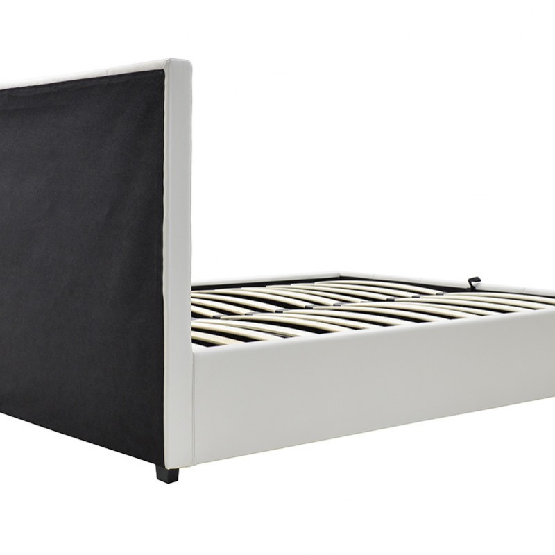 Κρεβάτι Roi pakoworld 160x200 PU λευκό ματ + αποθηκευτικό χώρο