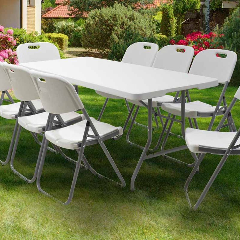 Τραπέζι catering Rodeo pakoworld πτυσσόμενο-βαλίτσα λευκό 152x70x74εκ