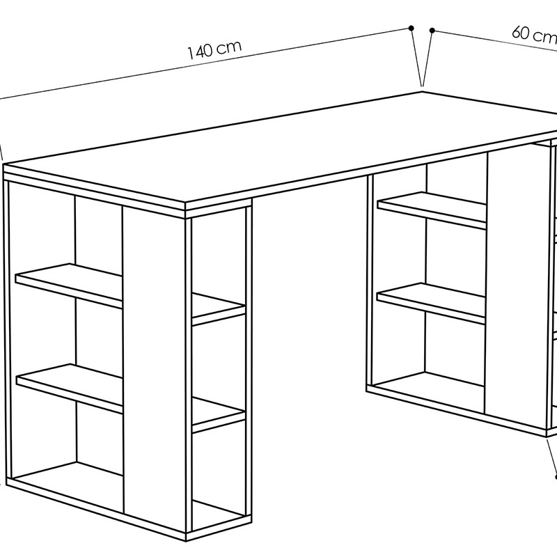 Γραφείο Colmar pakoworld χρώμα λευκό -σκούρο φυσικό 140x60x75εκ