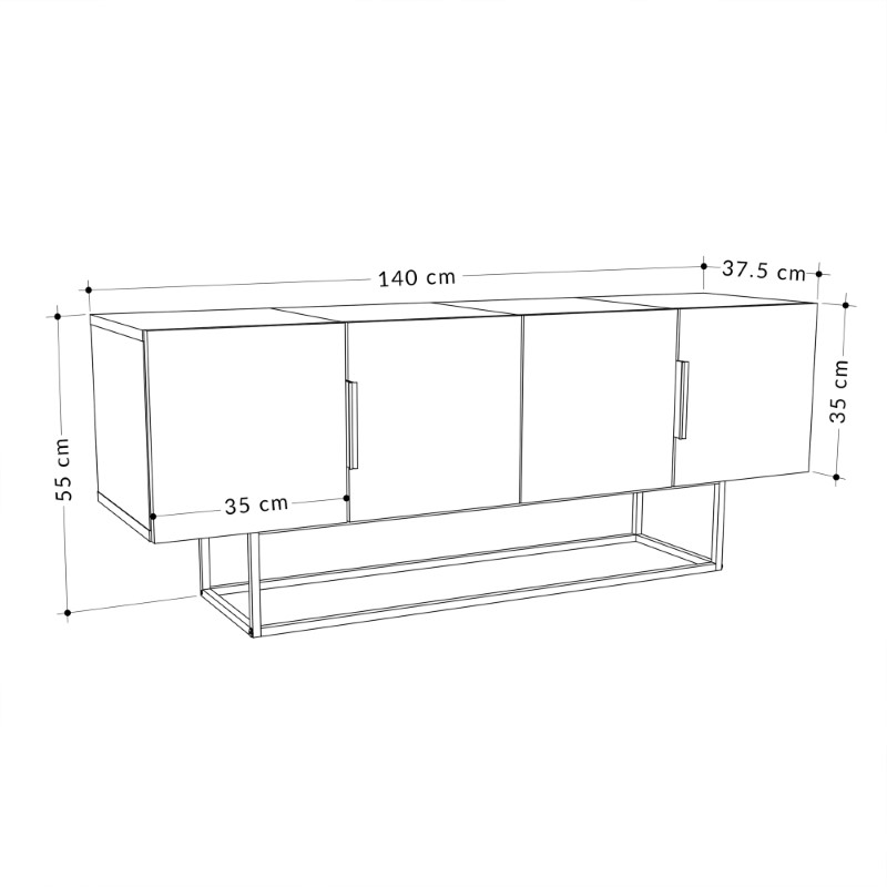 Έπιπλο τηλεόρασης Tontini pakoworld φυσικό-λευκό 140x37.5x55εκ