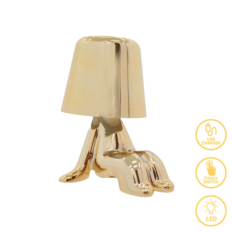 Επιτραπέζιο φωτιστικό αφής LED Radiance pakoworld επαναφορτιζόμενο χρυσό Φ15x17εκ