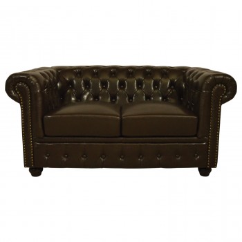 ΚΑΝΑΠΕΣ 2ΘΕΣΙΟΣ T.CHESTERFIELD HM3010.01 ΤΕΧΝΟΔΕΡΜΑ ΣΚΟΥΡΟ ΚΑΦΕ 155x90x73 εκ.