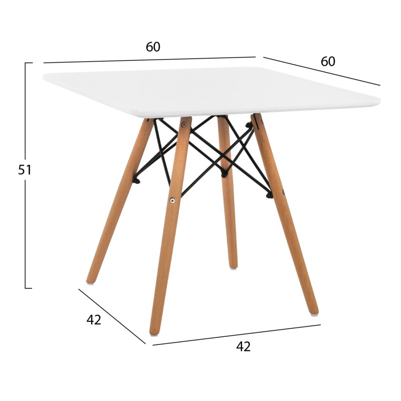 ΤΡΑΠΕΖΙ MINIMAL KID 60X60X51Yεκ. ΛΕΥΚΟ HM8452.01