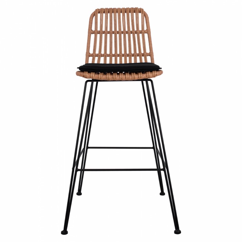 ΣΚΑΜΠΟ ΜΕΤΑΛΛΙΚΟ ΜΕ ΜΑΞΙΛΑΡΙ ALLEGRA HM5452 ΜΕ WICKER ΣΕ ΜΠΕΖ ΑΠΟΧΡΩΣΗ 56x60x109 εκ.