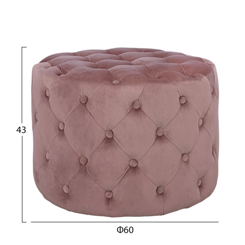 ΣΚΑΜΠΟ KASSIE  ΣΑΠΙΟ ΜΗΛΟ ΒΕΛΟΥΔΟ ΤΥΠΟΥ CHESTERFIELD HM8406.02 Φ60x43Υ εκ.