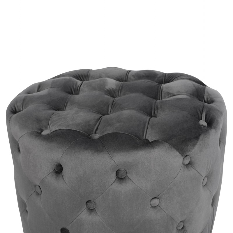 ΣΚΑΜΠΟ KASSIE  ΓΚΡΙ ΒΕΛΟΥΔΟ ΤΥΠΟΥ CHESTERFIELD HM8406.01 Φ60x43Υ εκ.