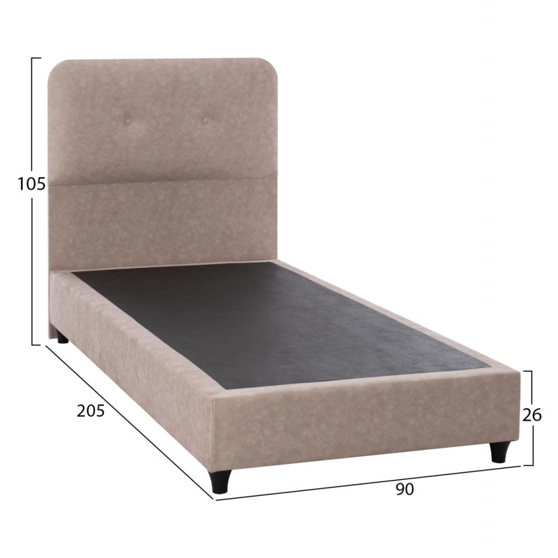 ΚΡΕΒΑΤΙ DOLORES ΜΠΕΖ ΥΦΑΣΜΑ HM649.22 ΓΙΑ ΣΤΡΩΜΑ 90x200 εκ.