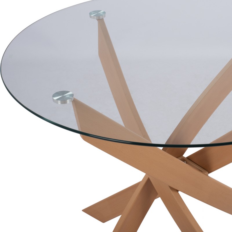 ΤΡΑΠΕΖΙ ΤΡΑΠΕΖΑΡΙΑΣ ΣΤΡΟΓΓΥΛΟ JADA ΜΕΤΑΛΛΙΚΑ ΠΟΔΙΑ ΜΕ ΥΦΗ ΞΥΛΟΥ ΚΑΙ ΓΥΑΛΙ Φ120X75Y εκ.HM8733.02