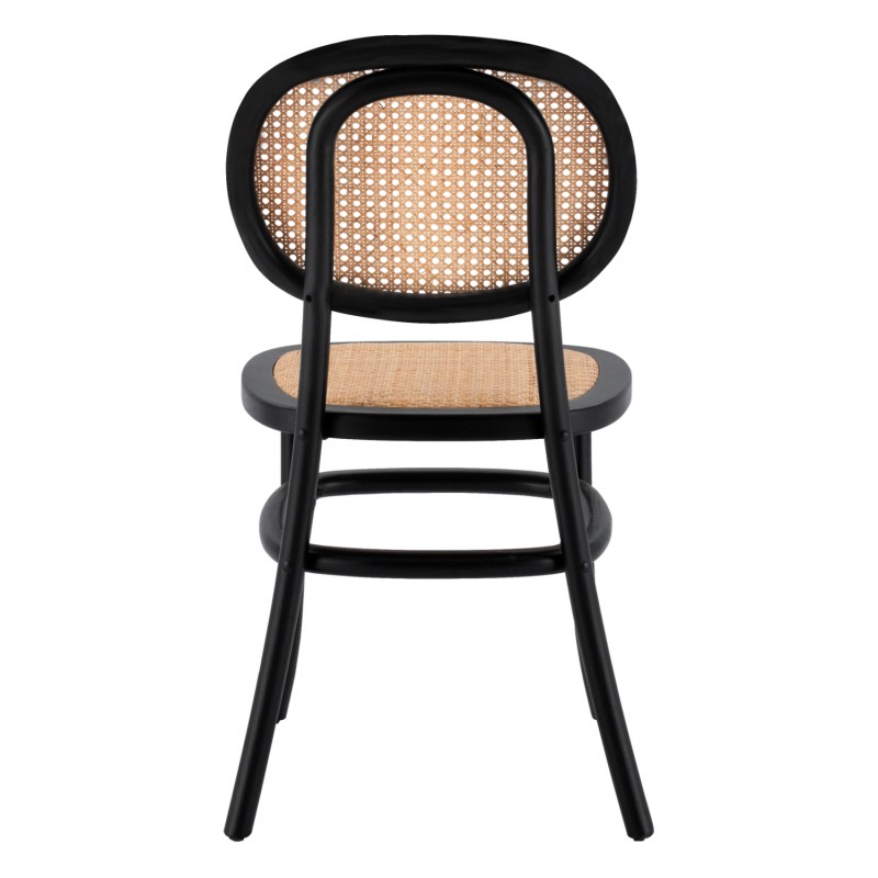 ΚΑΡΕΚΛΑ ΞΥΛΙΝΗ PENNY ΜΕ ΠΛΕΞΗ RATTAN ΣΕ ΜΑΥΡΗ ΑΠΟΧΡΩΣΗ HM8747 44x51x87 εκ.