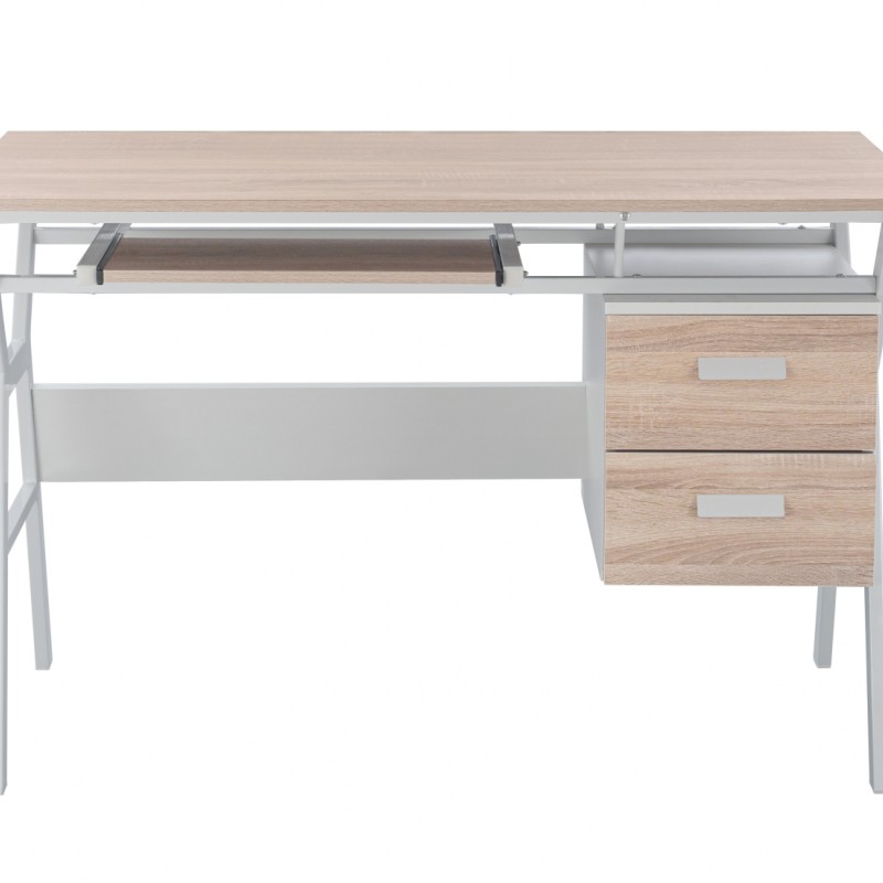 ΓΡΑΦΕΙΟ VITINO HM2130.01 ΜΕΛΑΜΙΝΗ-ΜΕΤΑΛΛΟ ΣΕ SONAMA-ΛΕΥΚΟ 120X60X76εκ.