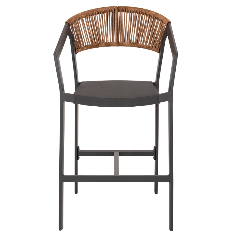 ΣΚΑΜΠΟ ΑΛΟΥΜΙΝΙΟΥ ΑΝΘΡΑΚΙ HM5892.11 ΜΕΣΑΙΟΥ ΥΨΟΥΣ ΜΕ ΜΠΡΑΤΣΑ RATTAN & TEXTLINE 55x56,5x99Yεκ.