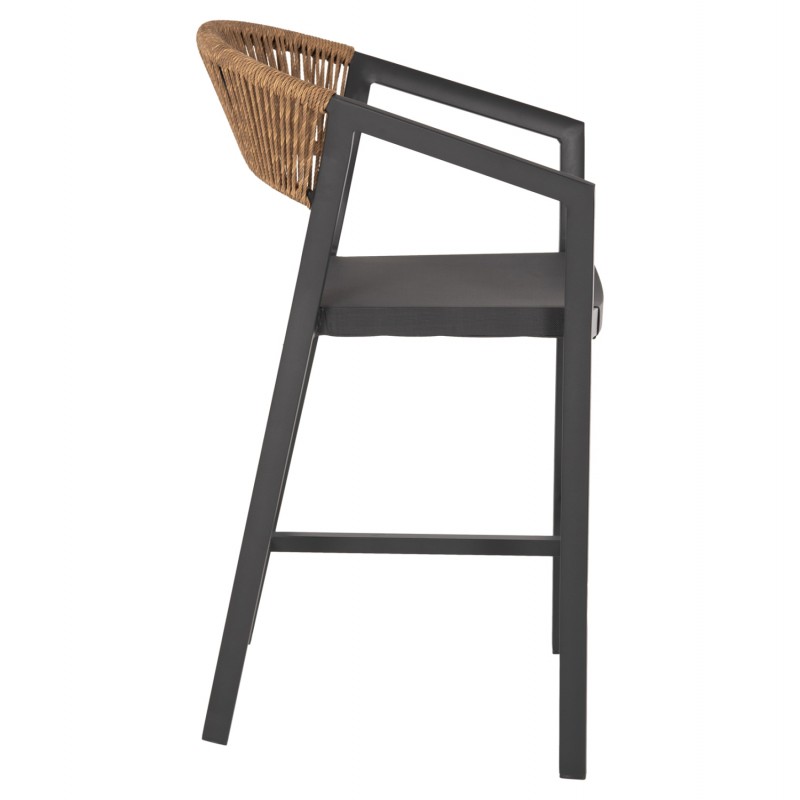 ΣΚΑΜΠΟ ΑΛΟΥΜΙΝΙΟΥ ΑΝΘΡΑΚΙ HM5892.11 ΜΕΣΑΙΟΥ ΥΨΟΥΣ ΜΕ ΜΠΡΑΤΣΑ RATTAN & TEXTLINE 55x56,5x99Yεκ.