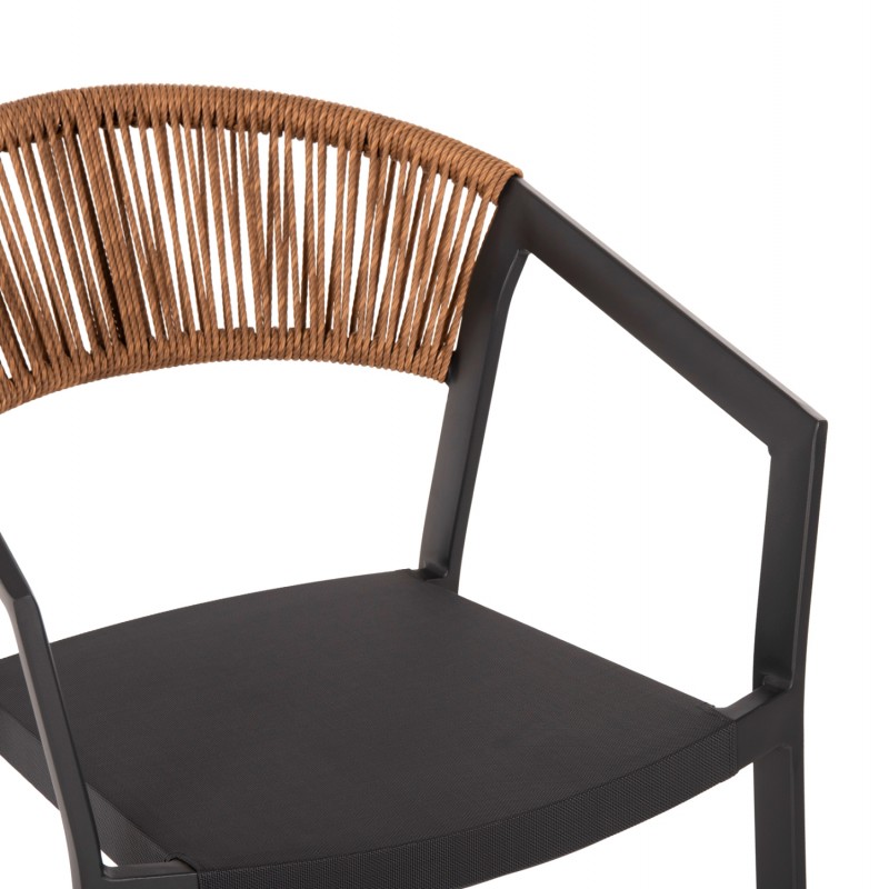 ΣΚΑΜΠΟ ΑΛΟΥΜΙΝΙΟΥ ΑΝΘΡΑΚΙ HM5892.11 ΜΕΣΑΙΟΥ ΥΨΟΥΣ ΜΕ ΜΠΡΑΤΣΑ RATTAN & TEXTLINE 55x56,5x99Yεκ.