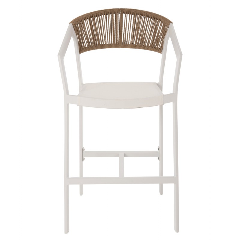 ΣΚΑΜΠΟ ΑΛΟΥΜΙΝΙΟΥ HM5892.12 ΜΕΣΑΙΟΥ ΥΨΟΥΣ RATTAN & TEXTLINE ΛΕΥΚΟ ΜΠΕΖ 55x56,5x99Y