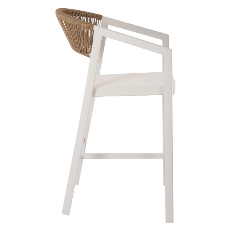 ΣΚΑΜΠΟ ΑΛΟΥΜΙΝΙΟΥ HM5892.12 ΜΕΣΑΙΟΥ ΥΨΟΥΣ RATTAN & TEXTLINE ΛΕΥΚΟ ΜΠΕΖ 55x56,5x99Y