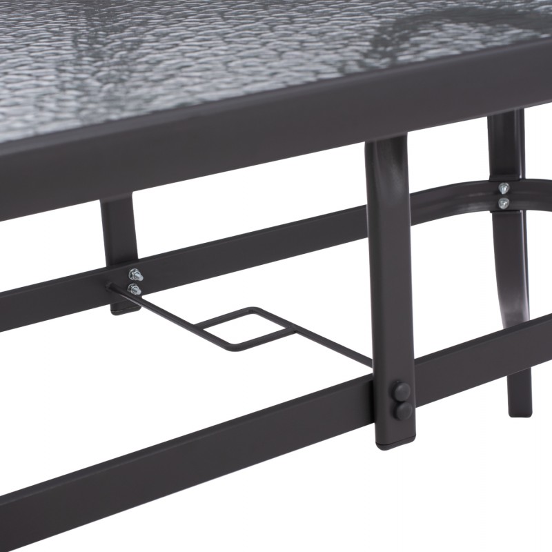 ΤΡΑΠΕΖΙ BRUNO 150X90Χ75Υεκ. ΜΕΤΑΛΛΙΚΟ ΟΡΘΟΓΩΝΙΟ ΓΚΡΙ ΜΕ ΤΡΥΠΑ ΟΜΠΡΕΛΑΣ Φ38  HM5145.11