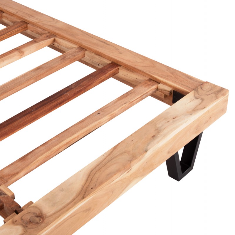 ΚΡΕΒΑΤΙ ALICIA ΑΠΟ ΜΕΤΑΛΛΟ ΚΑΙ ΜΑΣΙΦ ΞΥΛΟ ΑΚΑΚΙΑΣ 217x180,5x94Yεκ.(ΣΤΡΩΜΑ 160Χ200)HM8359.11