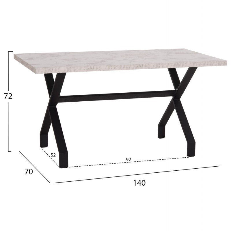 ΤΡΑΠΕΖΙ ΚΟΥΖΙΝΑΣ LANA HM18221.01 ΜΕΛΑΜΙΝΗ ΛΕΥΚΟ ΜΑΡΜΑΡΟ-ΜΑΥΡΑ ΜΕΤΑΛ.ΠΟΔΙΑ 140x70x72Υεκ