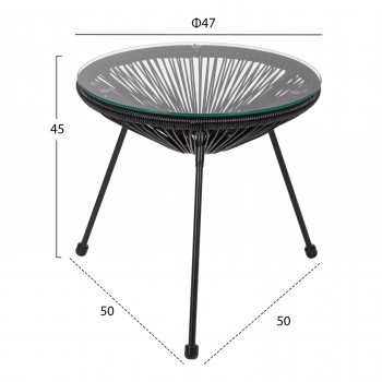 ΣΕΤ ΤΡΑΠΕΖΑΡΙΑΣ 3ΤΜΧ HM11871 ΜΕΤΑΛΛΟ & RATTAN ΣΕ ΜΑΥΡΟ ΧΡΩΜΑ