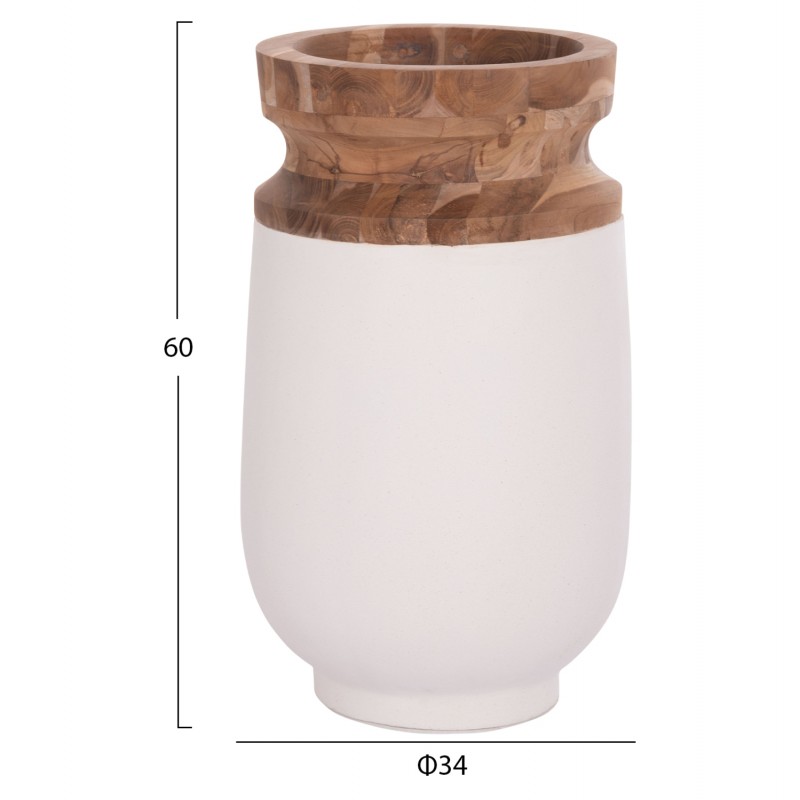ΔΙΑΚΟΣΜΗΤΙΚΟ ΒΑΖΟ ΔΑΠΕΔΟΥ LINTER HM4662.02S FIBER CEMENT ΛΕΥΚΟ--ΞΥΛΟ ΤΕΑΚ Φ34x60Υεκ.