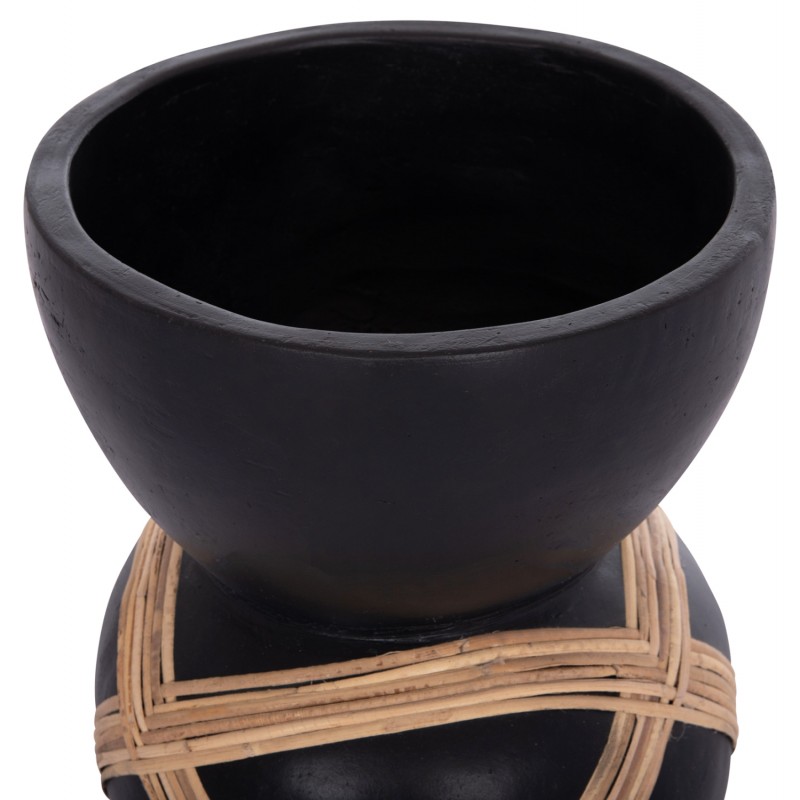 ΔΙΑΚΟΣΜΗΤΙΚΟ ΒΑΖΟ ΔΑΠΕΔΟΥ MAYNARD HM4672.01L FIBER CEMENT ΜΑΥΡΟ-RATTAN Φ32x62.5Υεκ