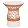ΒΟΗΘΗΤΙΚΟ ΤΡΑΠΕΖΙ ΣΤΡΟΓΓΥΛΟ DELIA HM18167.02 FIBER CEMENT ΛΕΥΚΟ & RATTAN Φ40x45Υεκ