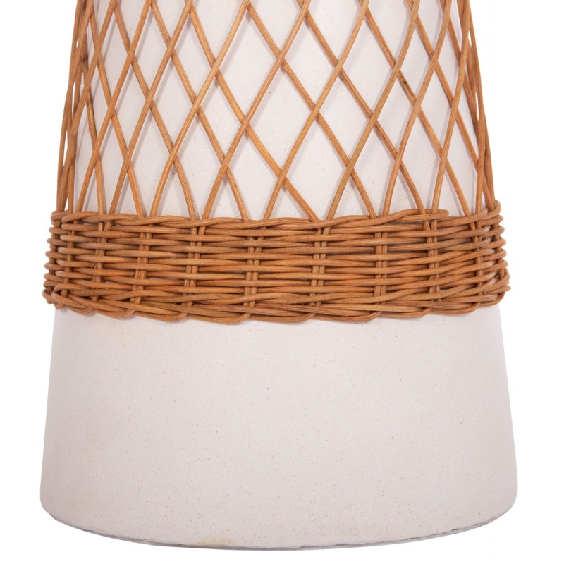 ΒΟΗΘΗΤΙΚΟ ΤΡΑΠΕΖΙ ΣΤΡΟΓΓΥΛΟ DELIA HM18167.02 FIBER CEMENT ΛΕΥΚΟ & RATTAN Φ40x45Υεκ