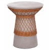 ΒΟΗΘΗΤΙΚΟ ΤΡΑΠΕΖΙ ΣΤΡΟΓΓΥΛΟ DELIA HM18167.03 FIBER CEMENT ΓΚΡΙ & RATTAN Φ40x45Υεκ